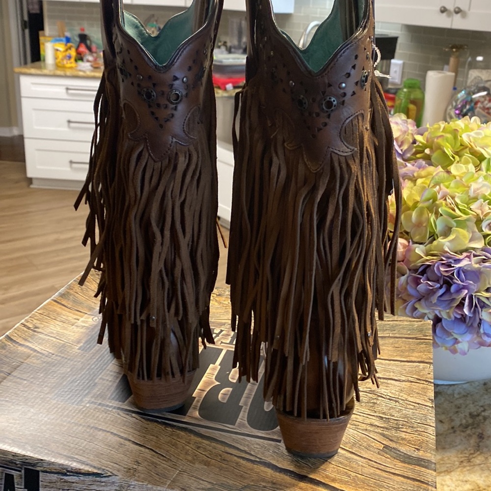 Corral brown fringe boots, size 9, brand new with tags - Picture 3 of 10